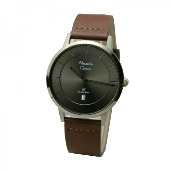 Alexandre Christie AC 8639 Gun Black Brown Man Leather MDLIGBA